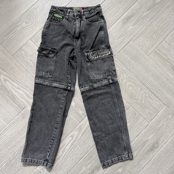 Empyre Denim - Empyre Tori Charcoal Wash Zip Off Cargo Skate Jeans Size 2